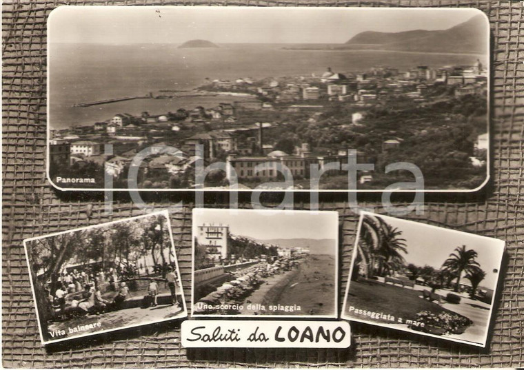 1962 LOANO (SV) Vedutine con vita balneare e scorci di spiaggia *Cartolina FG VG