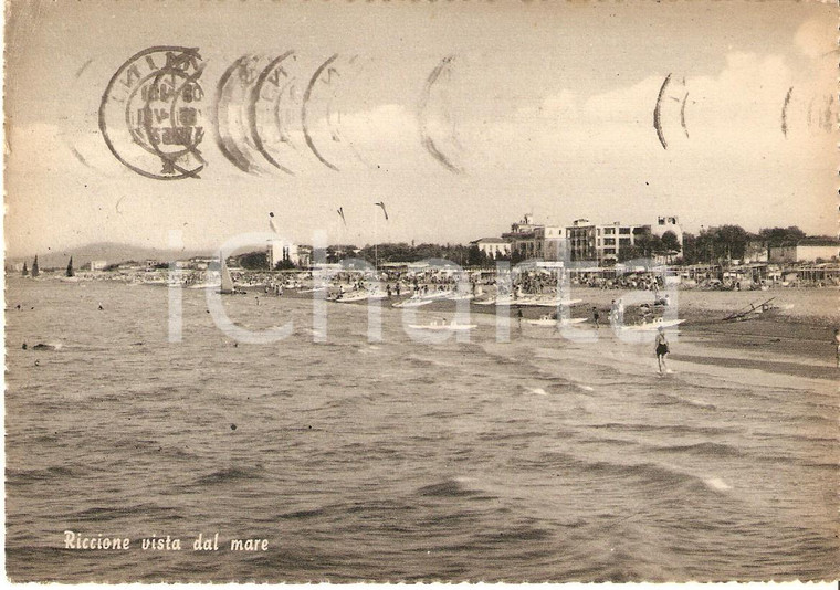 1953 RICCIONE (RN) La città vista dal mare *Cartolina FG VG
