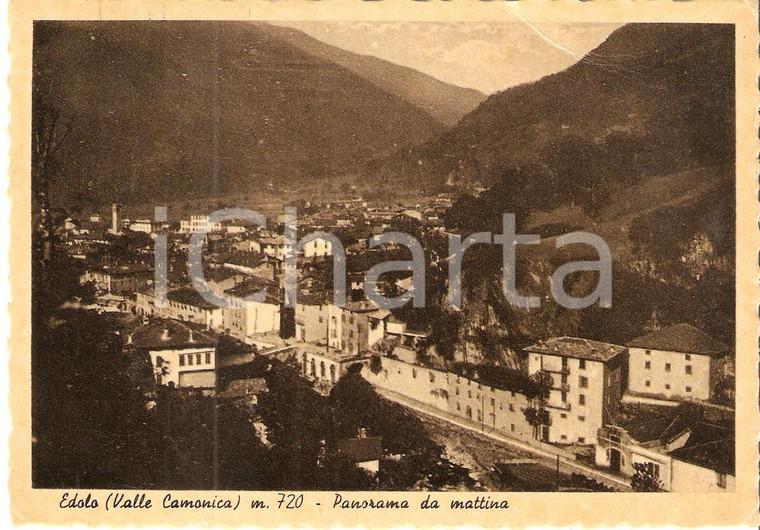 1949 EDOLO (BS) Panorama mattutino - Valle Camonica *Cartolina FG VG