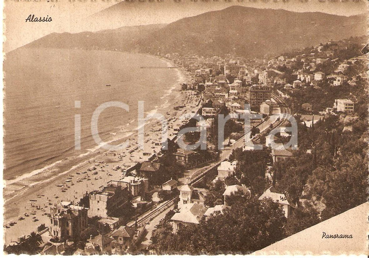 1939 ALASSIO (SV) Panorama della città con il mare *Cartolina FG VG