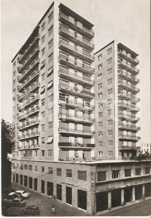 1955 ca LIVORNO Grattacielo e Cassa di Risparmio *Cartolina FG VG