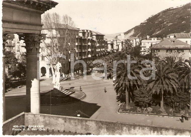 1957 CHIAVARI (GE) Piazza Basilica Nostra Signora dell'Orto *Cartolina FG VG