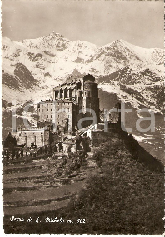 1955 SANT'AMBROGIO DI TORINO Panorama della Sacra di SAN MICHELE Cartolina FG VG