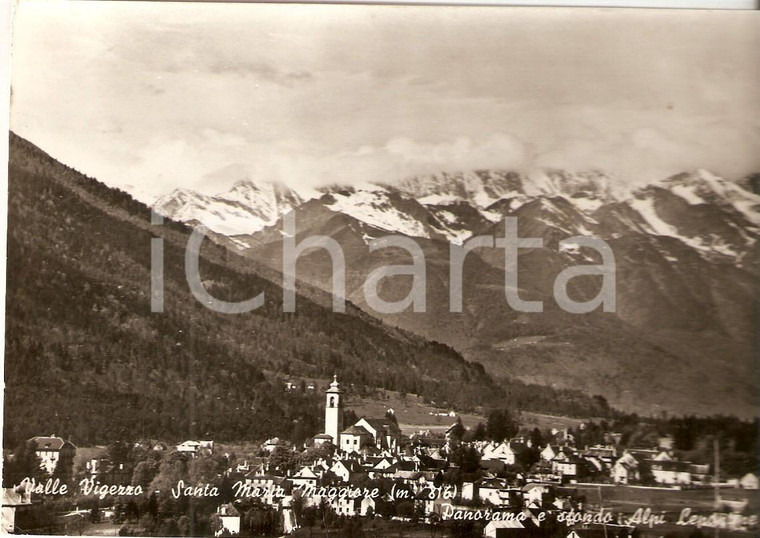 1955 ca SANTA MARIA MAGGIORE (GE) Panorama con Alpi Lepontine *Cartolina FG VG