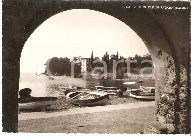 1950 ca RAPALLO (GE) Barche in secca a SAN MICHELE DI PAGANA *Cartolina FG NV