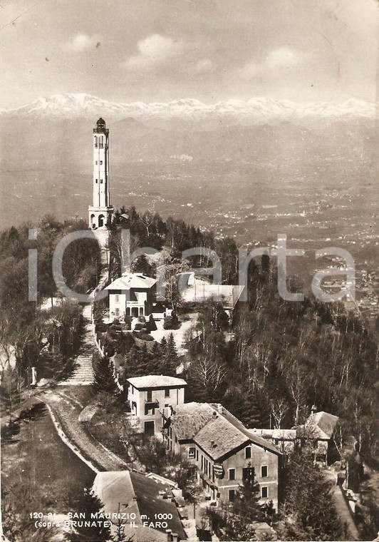 1955 BRUNATE Frazione SAN MAURIZIO Panorama con Faro Voltiano *Cartolina FG VG