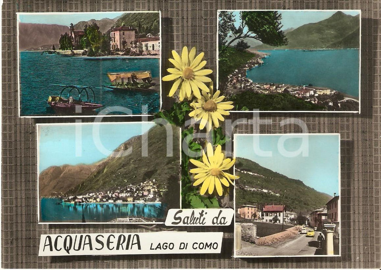 1961 ACQUASERIA (CO) Vedutine con batell su Lago di Como *Cartolina FG VG
