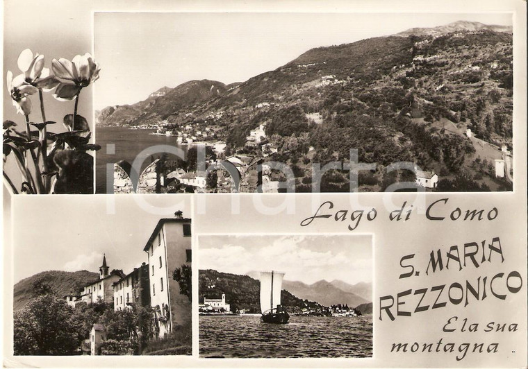 1955 SANTA MARIA REZZONICO (CO) Vedutine con Lago di Como *Cartolina FG VG
