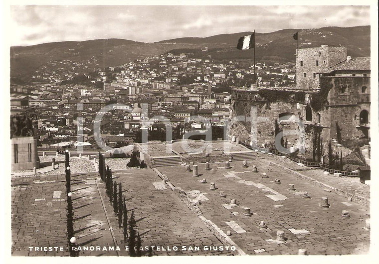 1955 ca TRIESTE Panorama e Castello SAN GIUSTO *Cartolina FG NV