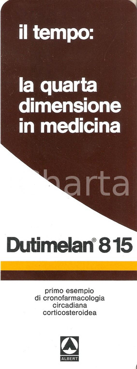 1980 ca Farmaci ALBERT Dutimelan 815 Cronofarmacologia *Cartoncino pubblicitario