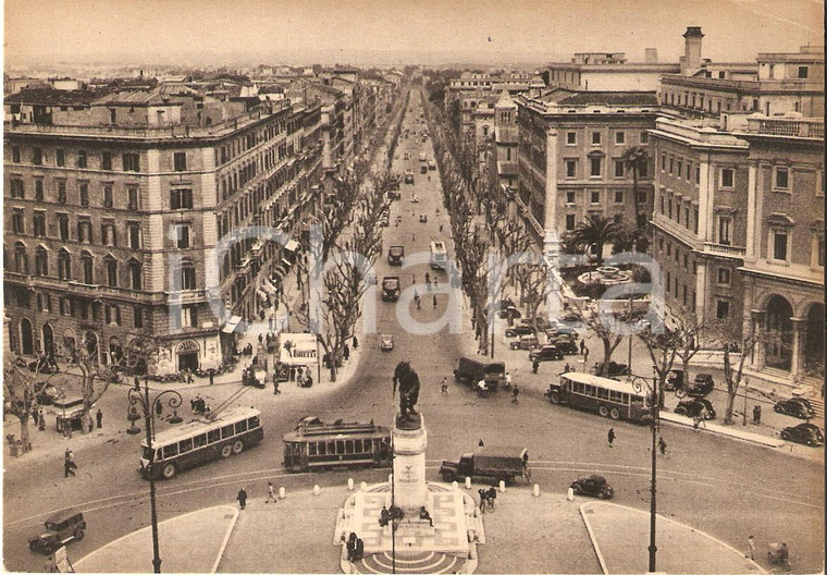 1940 ca ROMA Piazzale di Porta Pia e via Nomentana Insegna PIRELLI *Cartolina FG