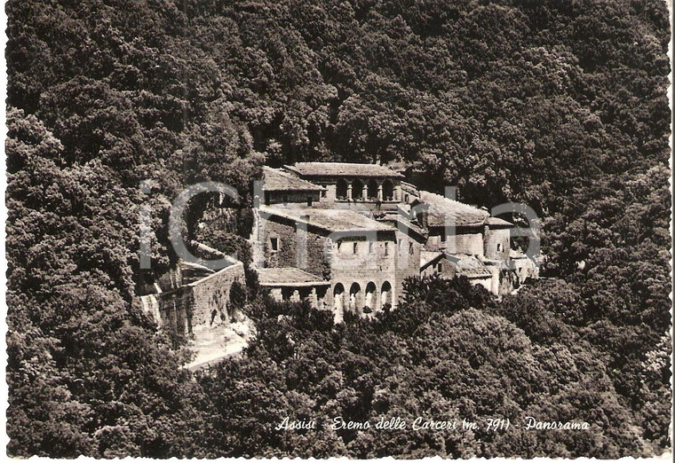 1955 ca ASSISI (PG) Panorama dell'Eremo delle carceri *Cartolina FG NV
