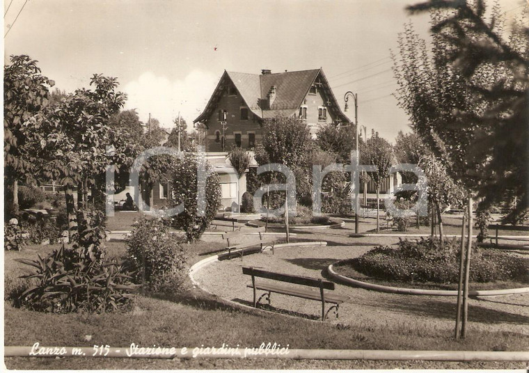 1957 LANZO TORINESE (TO) Stazione e giardini pubblici *Cartolina FG VG
