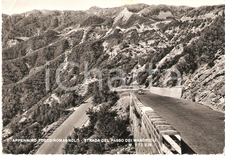 1960 ca APPENNINO TOSCO - ROMAGNOLO Strada Passo dei MANDRIOLI *Cartolina FG NV