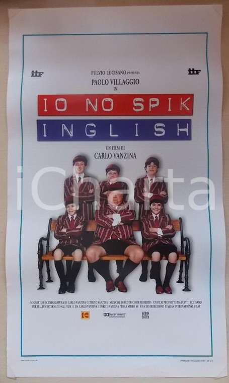 1995 IO NO SPIK INGLISH Paolo VILLAGGIO Regia di Carlo VANZINA *Locandina 33x53