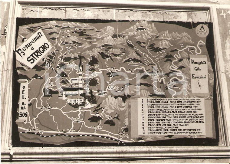 1962 STRIGNO (TN) Mappa del paese con tracciati per escursioni *Cartolina FG VG