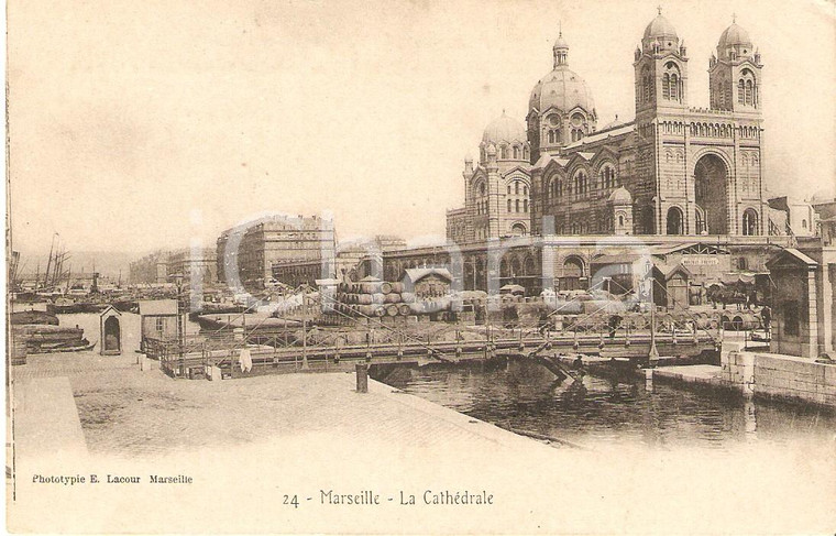 1925 ca MARSEILLE (FRANCE) Panorama con la cattedrale *Cartolina FP VG