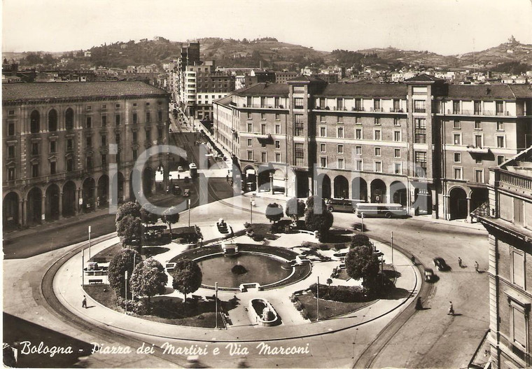 1960 ca BOLOGNA Piazza dei Martiri e via MARCONI *Cartolina FG VG