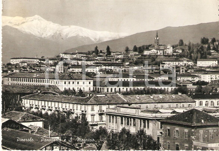 1960 PINEROLO (TO) Panorama e Basilica di SAN MAURIZIO *Cartolina FG VG