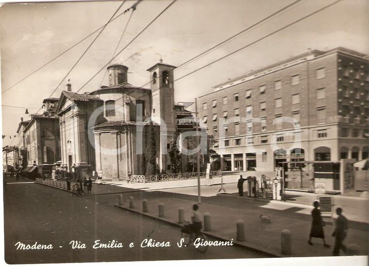 1954 MODENA Benzinaio AQUILA e sede INAIL in Via Emilia *Cartolina FG VG