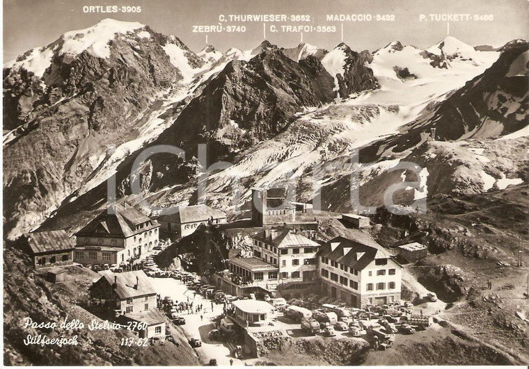 1957 PASSO DELLO STELVIO (SO) Panorama con Ortles TRAFOI Zebrù *Cartolina FG VG
