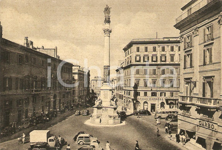 1951 ROMA Vie due macelli Piazza Mignanelli Banca AMERICAN EXPRESS *Cartolina FG