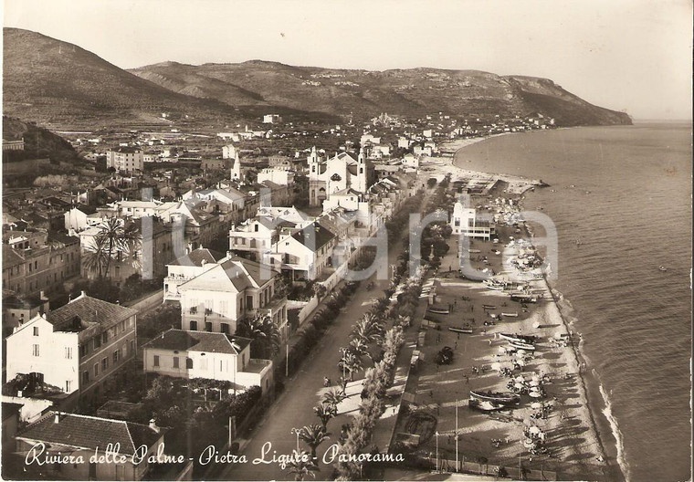 1953 PIETRA LIGURE (SV) Panorama della città RIVIERA DELLE PALME Cartolina FG VG