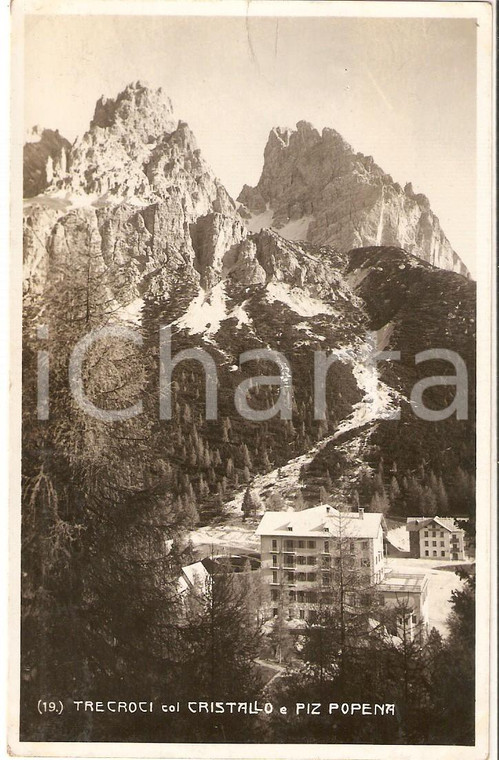 1927 PASSO TRE CROCI (BL) Monte Cristallo e PIZ POPENA *Cartolina FP VG