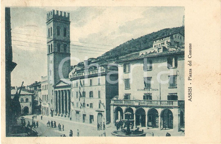 1929 ASSISI (PG) Piazza del Comune *Cartolina ANIMATA FP VG