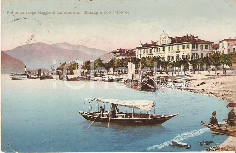 1918 VERBANIA PALLANZA Gentiluomini in barca sul Lago Maggiore *Cartolina FP VG