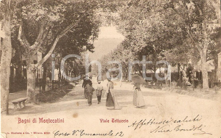 1908 BAGNI DI MONTECATINI Donne con ombrellino in Viale Tettuccio *Cartolina FP