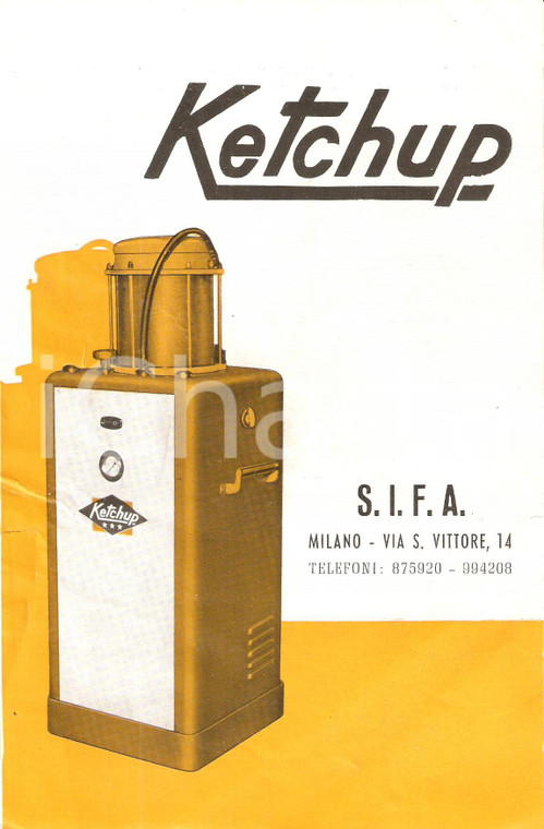 1955 ca MILANO Ditta SIFA Aspiratore olio motore KETCHUP *Pieghevole