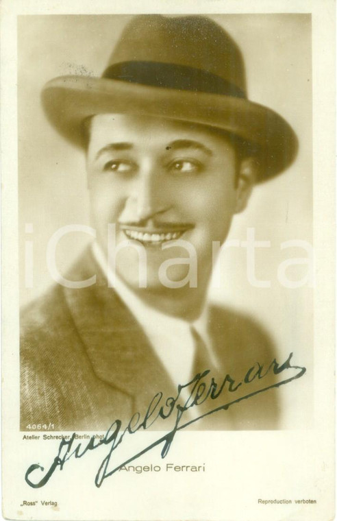 1935 ca CINEMA Attore Angelo FERRARI Cartolina postale con AUTOGRAFO FP NV