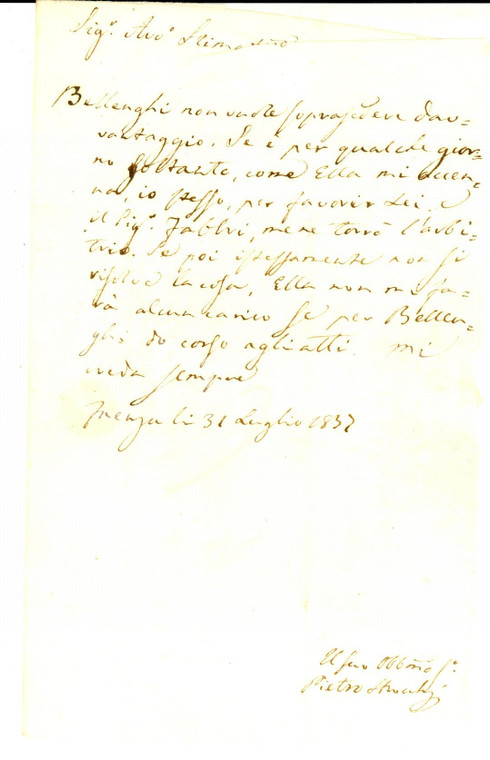 1820 FAENZA Don Antonio ROSSINI minacciato dal creditore ROMAGNOLI Prefilatelica