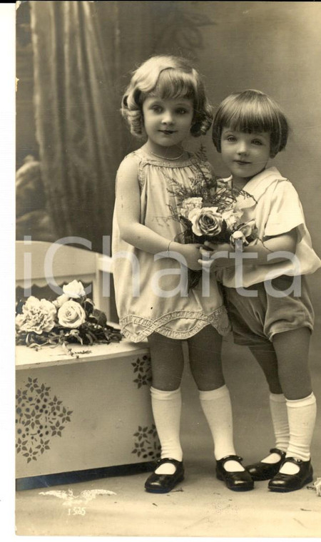 1932 ROMA BORGO PIO Bambine con bouquet *Cartolina famiglia Romeo LEONARDI FP
