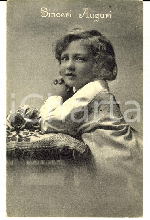 1920 ca COSTUMI Bambina inginocchiata in preghiera *Cartolina VINTAGE FP