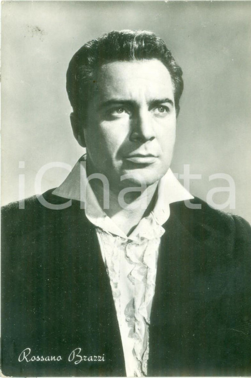 1955 ca CINEMA Attore Rossano BRAZZI Ritratto fotografico *Cartolina FG NV