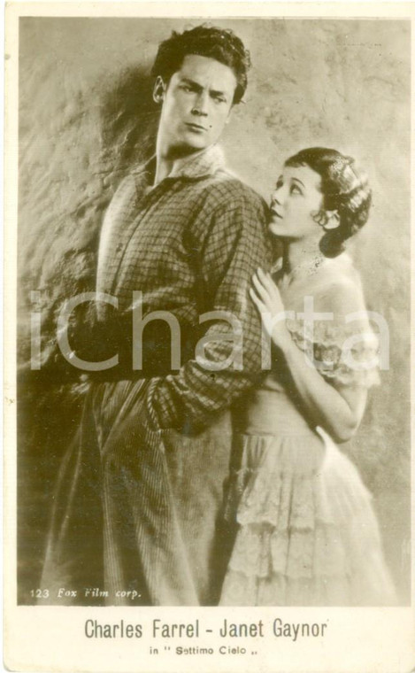 1927 CINEMA Charles FARRELL Janet GAYNOR nel film Settimo cielo *Cartolina FP NV