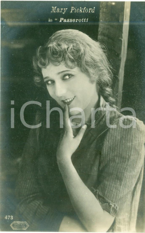 1926 CINEMA Attrice Mary PICKFORD in Passerotti *Cartolina FP NV