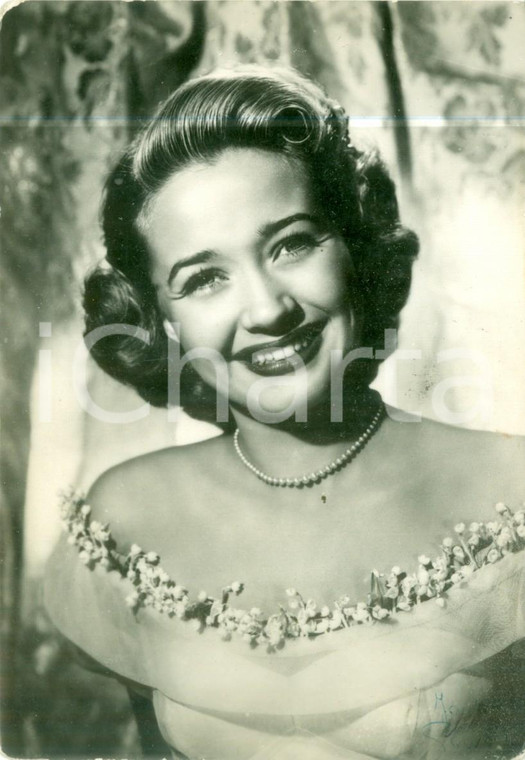 1960 ca CINEMA Attrice Jane POWELL in abito con fiori *Cartolina FG NV