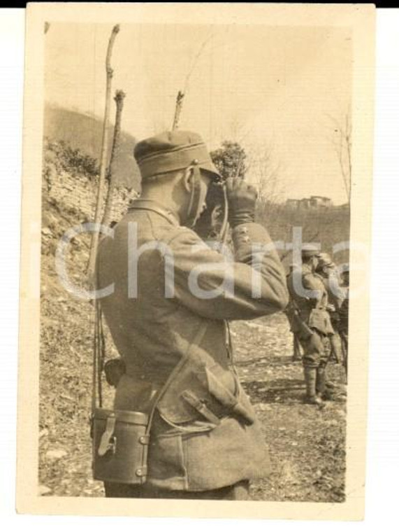 1915 ca WW1 ZONA DI GUERRA Ufficiale di fanteria in osservazione *Foto 5x6 cm