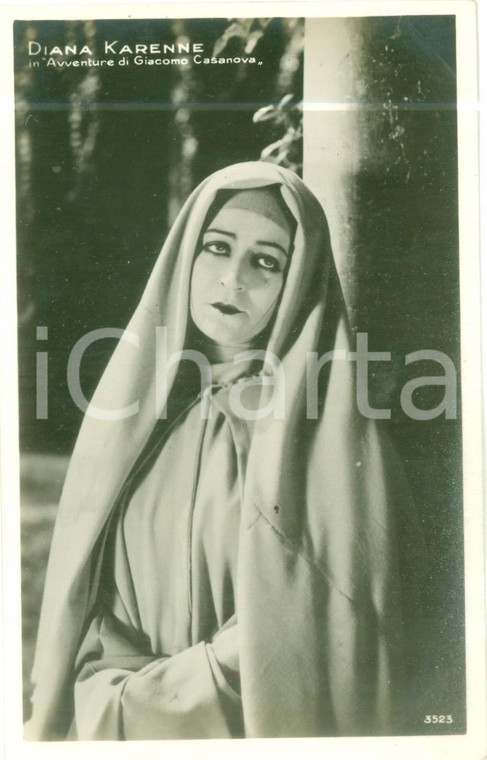 1927 CINEMA Diana KARENNE nel film Avventure di Giacomo CASANOVA Cartolina FP NV