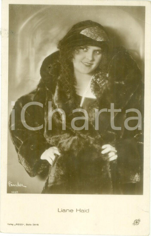 1930 ca CINEMA Attrice Liane HAID con pelliccia *Cartolina FP NV