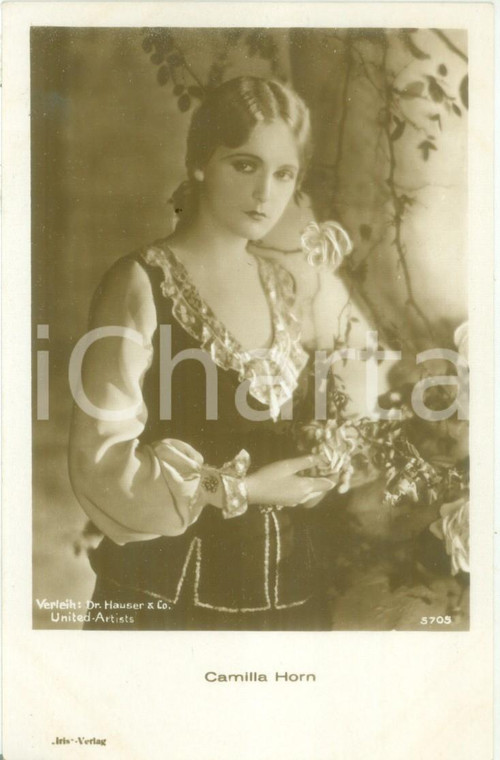 1935 ca CINEMA Actress Camilla HORN Portrait with flower *Cartolina FP NV