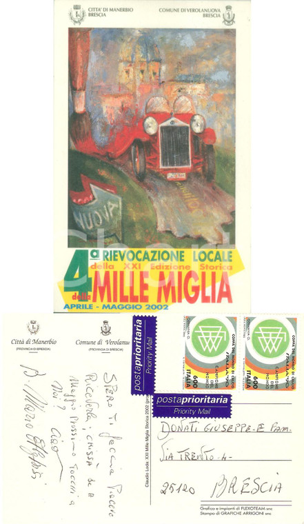 2002 BRESCIA 4° Rievocazione locale Edizione Storica MILLE MIGLIA *Cartolina FG