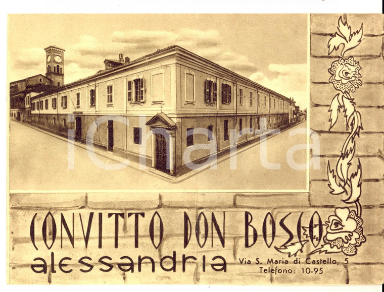 1930 ca ALESSANDRIA Convitto DON BOSCO *Dépliant pubblicitario ILLUSTRATO