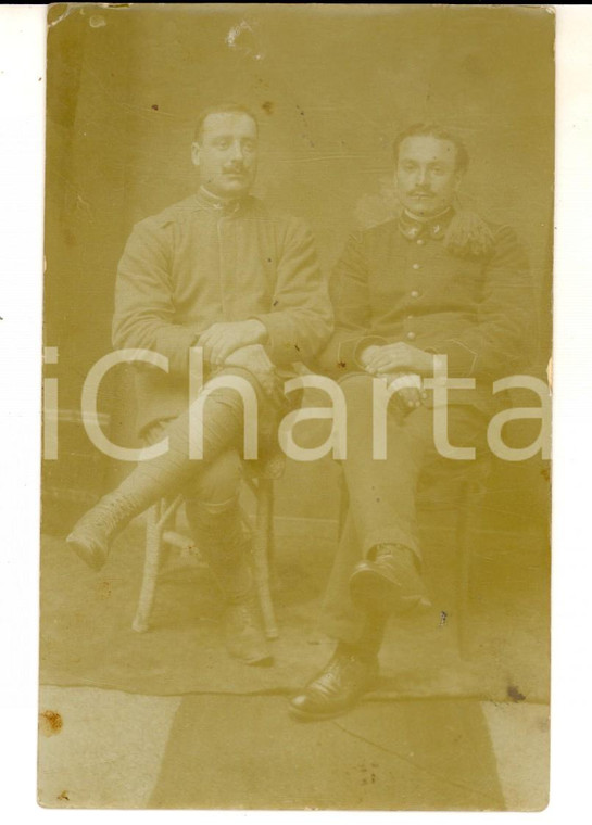 1915 ca WWI TRIESTE Ritratto Domenico FONTANIN con un commilitone*Foto cartolina