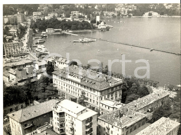1960 ca LAGO DI COMO Veduta aerea con hotel PLINIUS *Foto ARTISTICA 24x18 cm