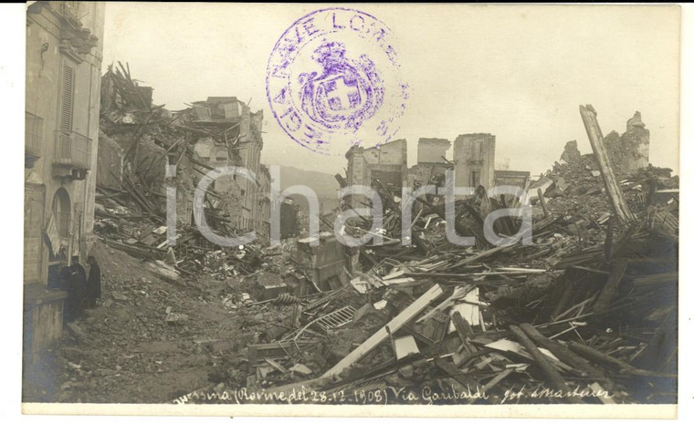 1908 MESSINA TERREMOTO Rovine di via Garibaldi *Cartolina foto MARTINEZ FP NV