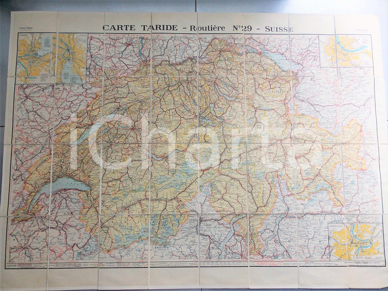 1910 ca CARTE TARIDE SUISSE Routière n° 29 *Mappa su tela 100x70 cm